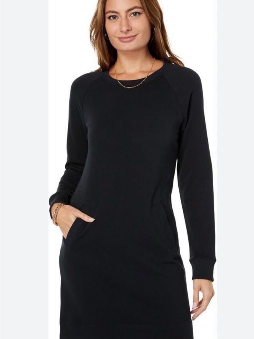 Lilly Pulitzer Women's Black Long Sleeve Sweatshirt Dress with Pockets XS